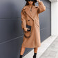 Double-breasted Suit Collar Solid Color Long Woolen Outer