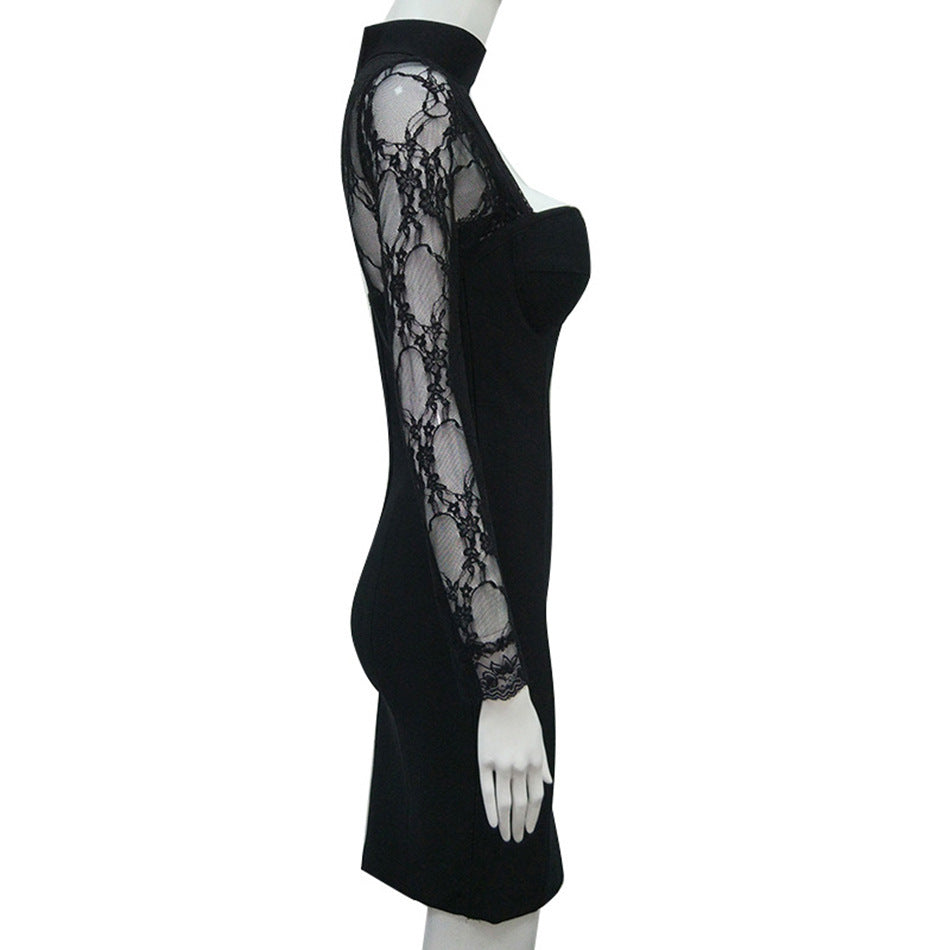 Temperament Lace Sleeve Collar Dress