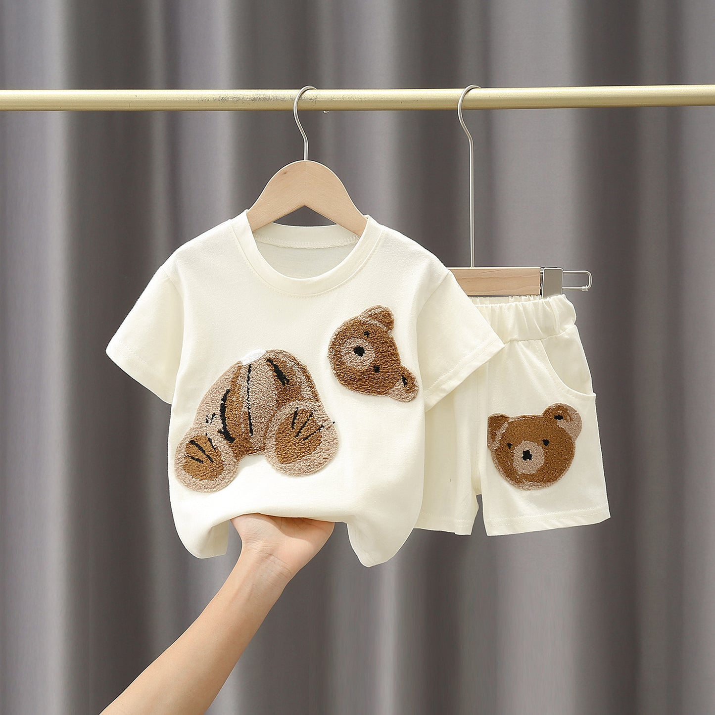 T-shirt à manches courtes en coton avec dessin animé pour garçon et fille