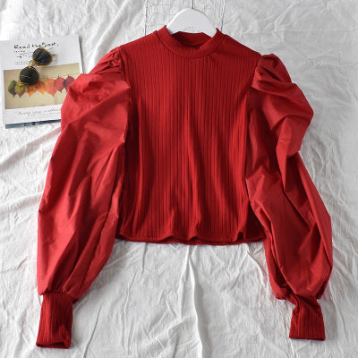 Bubble Shirt Sleeve Stitching Fake Two Shirts