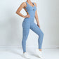 Dance Belly Contracting Peach Hip Sports Stretch Tight Jumpsuit