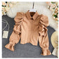 Elegant Retro  Style Puff Sleeve Top