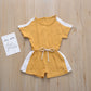 Summer casual splice color jumpsuit shorts