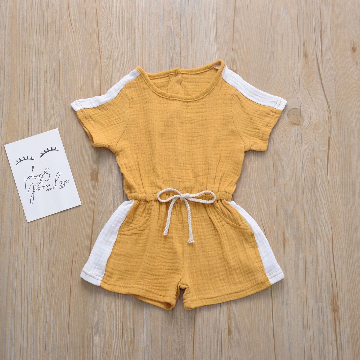 Summer casual splice color jumpsuit shorts