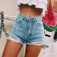 Short en jean déchiré classique et rétro pour femme