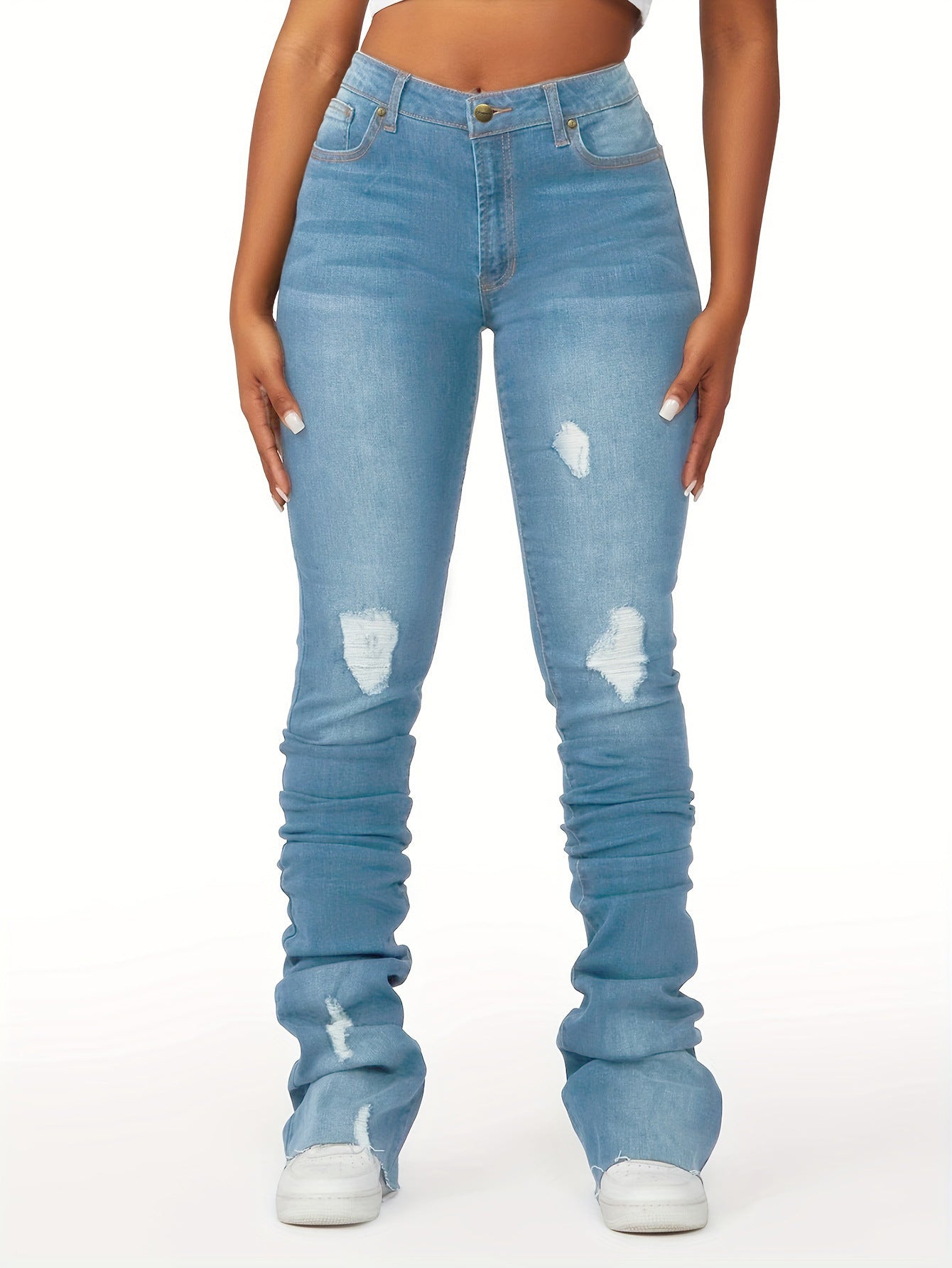 High Waist Women's Clothing Denim Bell-bottom Pants