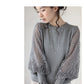 Sheer Yarn Flower Embroidered Sleeve Patchwork Knitting Bottoming Shirt