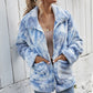 Tie dyed Plush zipper loose coat