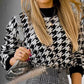 Houndstooth knit casual retro pullover sweater