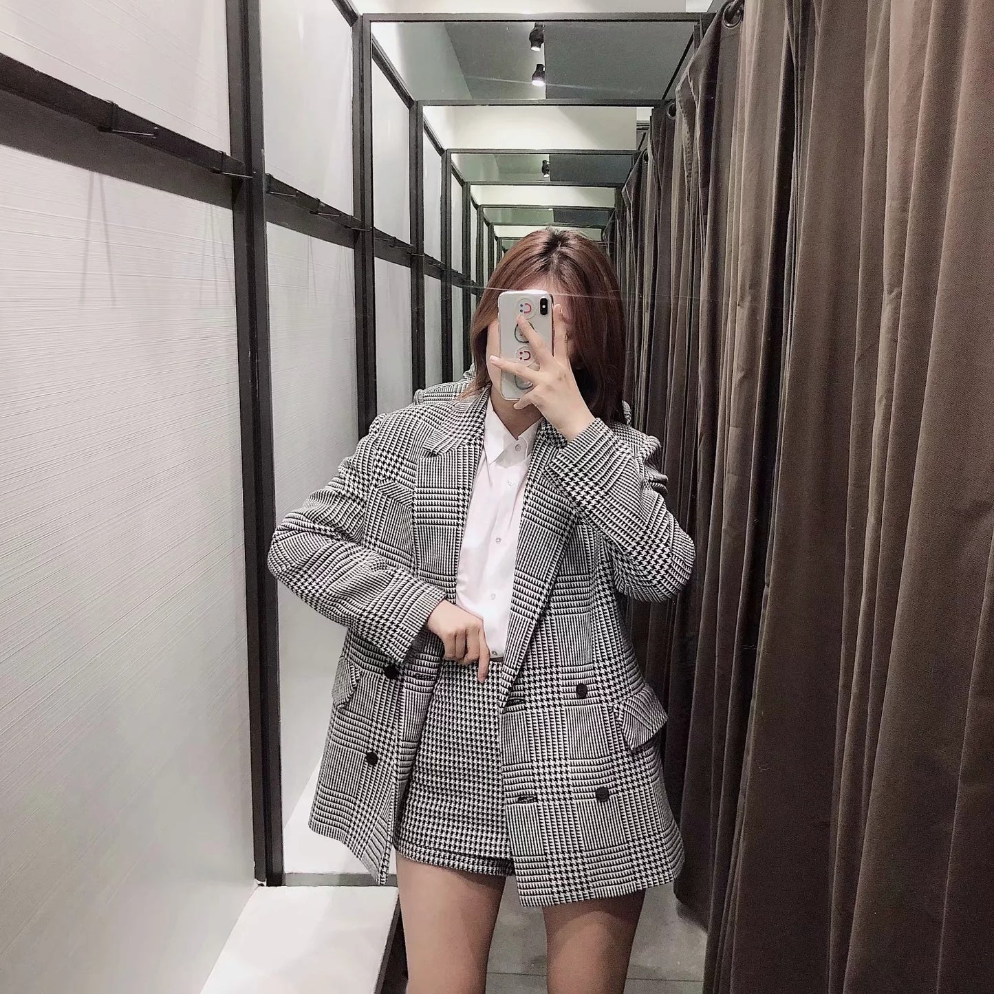 Houndstooth casual suit jacket