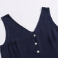 V-neck halter buttons with belt jumpsuit