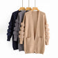 Cardigan long en tricot décoratif en peluche pour femme