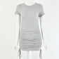 Round neck short sleeve side drawstring cotton dress