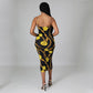 Fashion Digital Print Suspender Dress