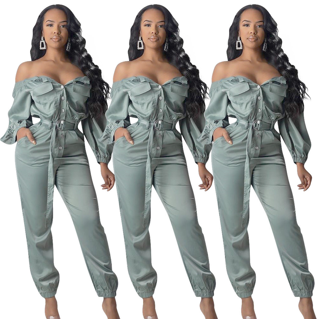 Women's Streetwear Off Shoulder Jumpsuit