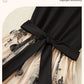 Embroidered Slim Fake Two-Piece Mesh Dress