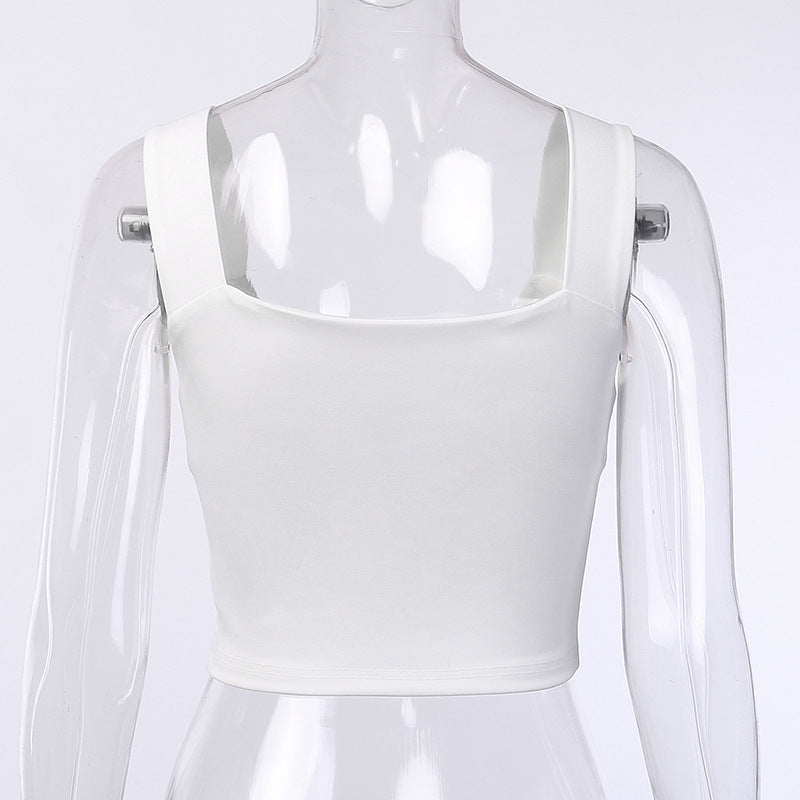 Women's bow pleated strap U-neck vest