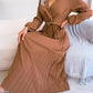 Temperament Dress Bohemian Ethnic Style Cross V-neck Pleated Skirt
