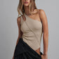 Women's single shoulder threaded knit tight jumpsuit