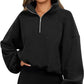 Women's Half Zipped Stand Collar Drawstring At Hem Polar Fleece Autumn Winter Sweater