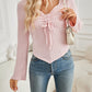 New Autumn And Winter Women's Pleated Long-sleeved Pit Short Top T-shirt