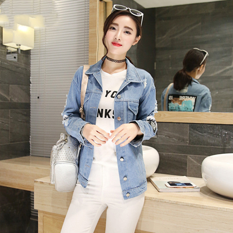 Denim jacket printed patch