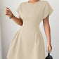 New Elegant Slim-fit Simple Waist-tie Solid Color High-waist Dress