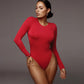 Body slim à manches longues et couleur unie, nouveau style pour l'automne et l'hiver