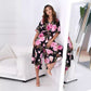 European And American Printed Commuter V-neck Half Sleeve Jumpsuit
