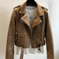 Veste courte en cuir pour femme printemps-automne