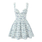 Elegant Celadon Print Keel Support Girdle Mini Dress