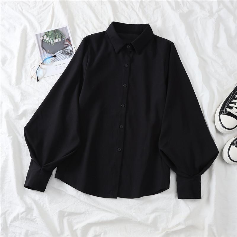 Chemise à manches lanternes, design Sense Niche, haut ample à manches longues et revers