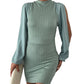 Hollow-Out Polyester-Ammonia Diamond Cable-Knit Jacquard One-Piece Dress