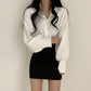 Simple Solid Color Long-sleeved Shirt For Women