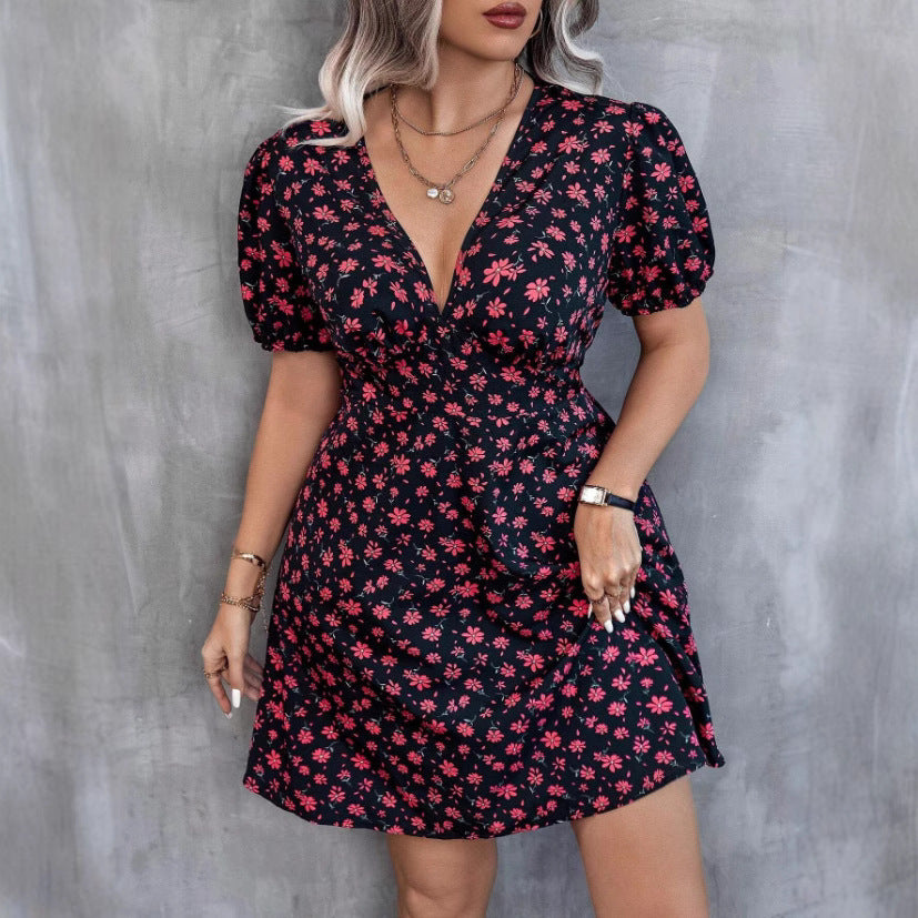 Loose Casual Waist-cinched Dress With Lantern Sleeves