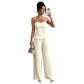 Off-the-shoulder Top And Wide-leg Pants Solid-color Set