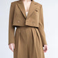 Solid Color Short Blazer & High Waist Pants Set