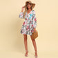 Bohemian Style V-neck Printed Lace-up Long Sleeve Women's Dress