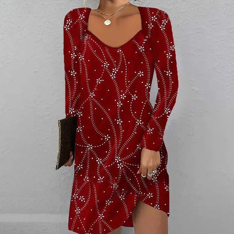 Robe imprimée à manches longues style Chanel pour femme, coupe slim