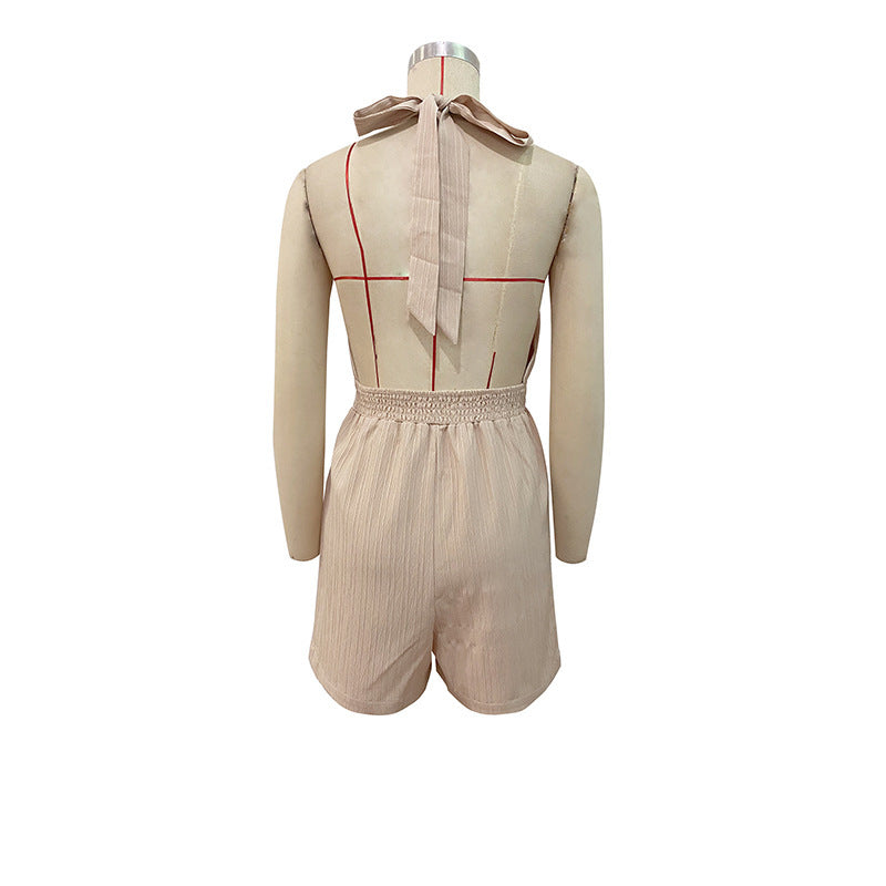 Short une pièce à col croisé pour femme