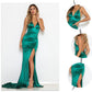Robe de soirée fendue à col en V pour banquet et réunion annuelle d'entreprise