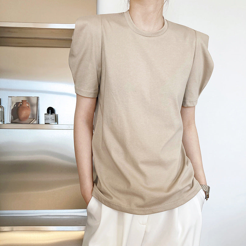Women's Lazy Loose Round Neck Puff Sleeve Top