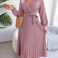 Temperament Dress Bohemian Ethnic Style Cross V-neck Pleated Skirt
