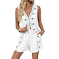 Casual Embroidery Sleeveless Tank Top Shorts Two-piece Set