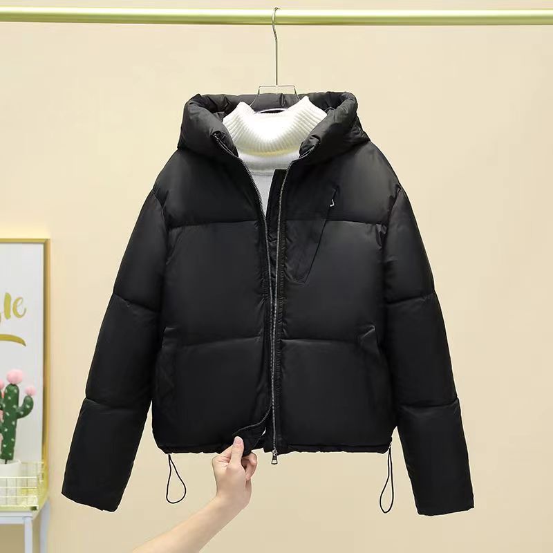 Manteau court uni pour femme avec poche, veste épaisse et chaude en coton rembourré