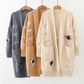 Large Size Embroidery Knitted Long Cardigan Casual Loose Jacket