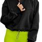 Women's Fashion Casual Stand Collar Half Zip Drawstring At Hem Brushed Hoody