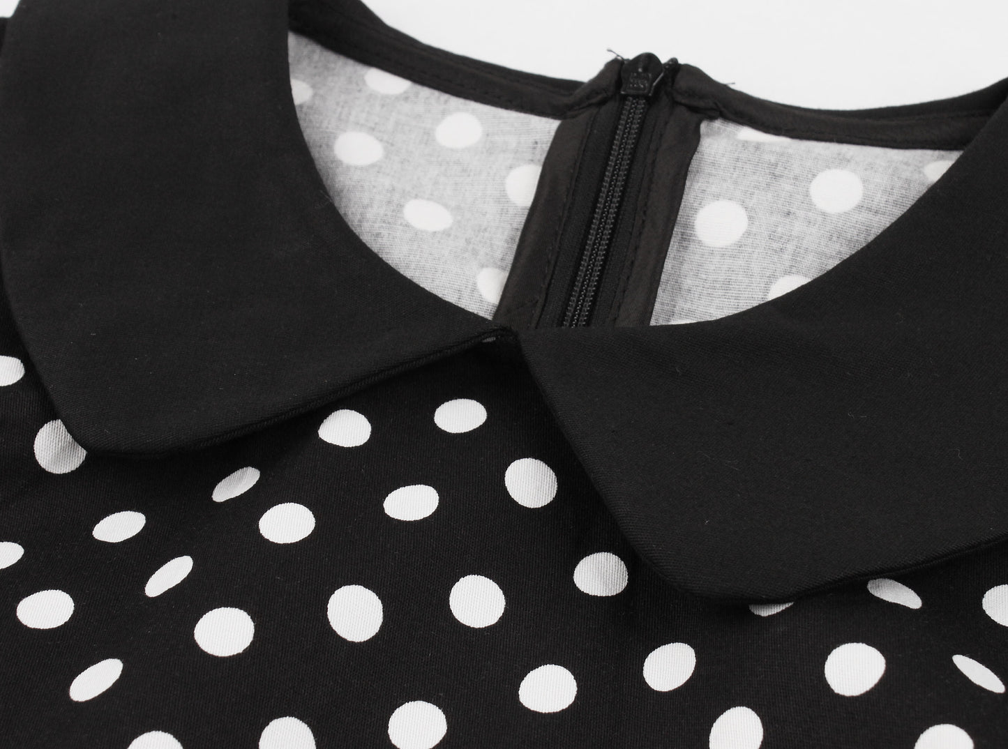 Robe rétro vintage SISHION VD1030 pour femmes, tenue d'été à pois noirs, style Hepburn, col Peter Pan 