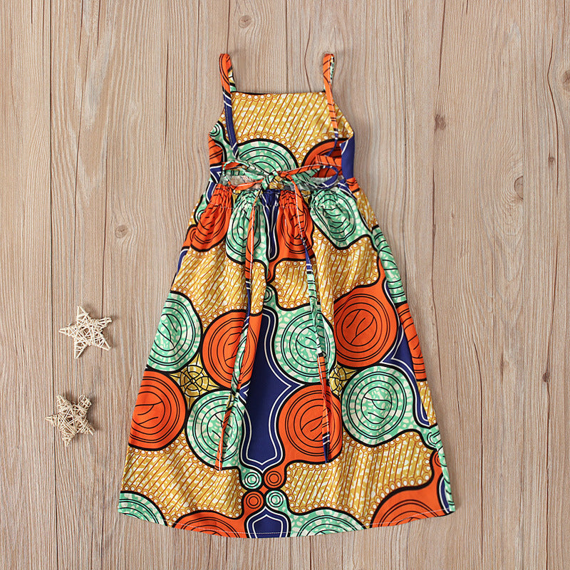 Robe bohème sans manches à bretelles et dos nu pour enfant