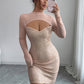 Women's Solid-Color Elegant And Fashionable Long-Sleeve Sheath Dress